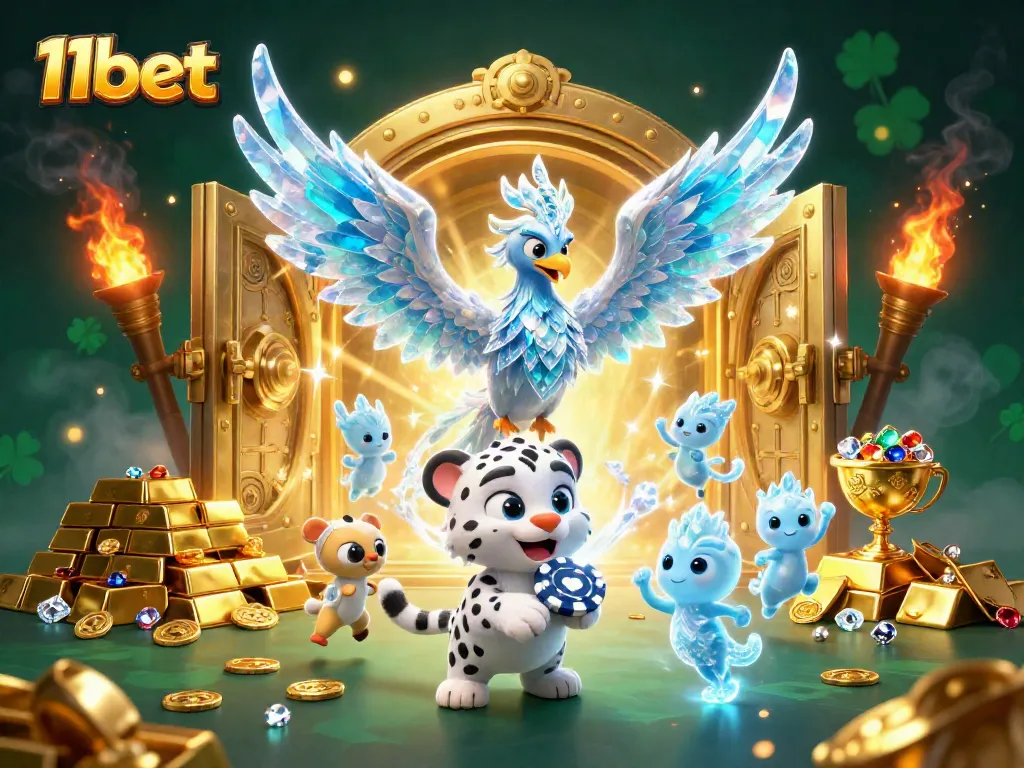Experience thrilling gameplay with 11bet in this captivating ice-themed casino illustration.