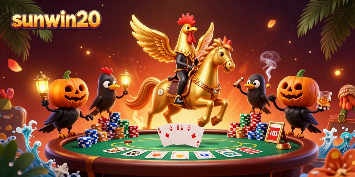 Experience thrilling games at sunwin20 with golden rooster in a vibrant casino scene.