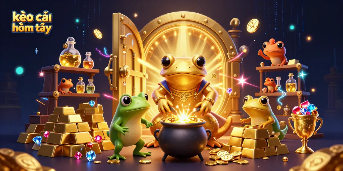 Engage with kèo nhà cái hôm nay in a vibrant scene featuring magical alchemy and gold treasures.