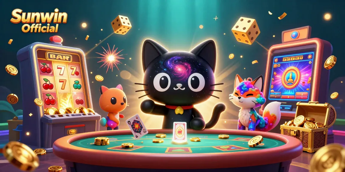 Engage with thrilling gameplay at Sunwin Official's dynamic cosmic casino table, featuring a black hole cat and vibrant visuals.