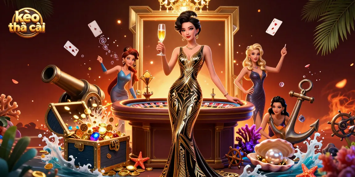 Engage with kèo nhà cái in a vibrant casino scene featuring an elegant woman amidst dynamic gambling elements.