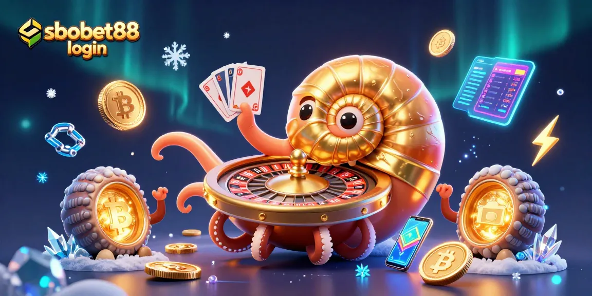 Engage with sbobet88 login in this vibrant 3D casino themed illustration showcasing dynamic game elements.