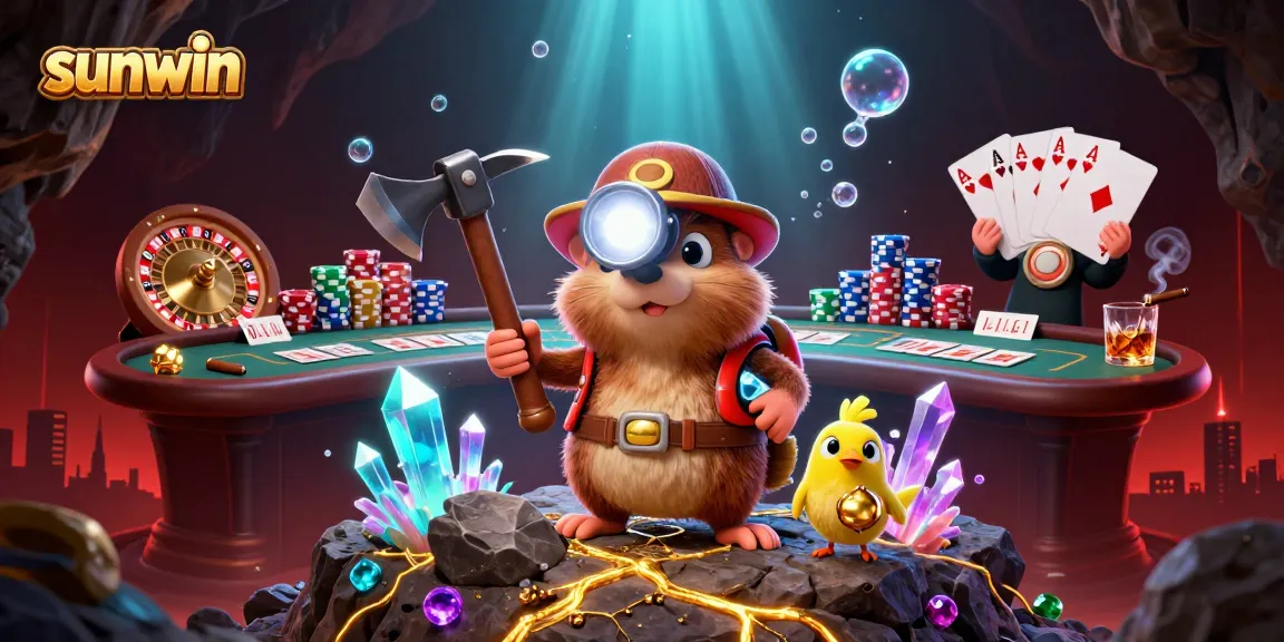 Play exciting games at Sunwin where a treasure hunter mole explores a vibrant casino world.